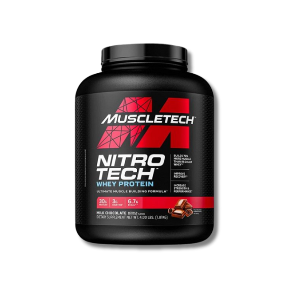 NitroTech Lean Muscle Builder 4lb by MuscleTech – Whey Protein with Creatine